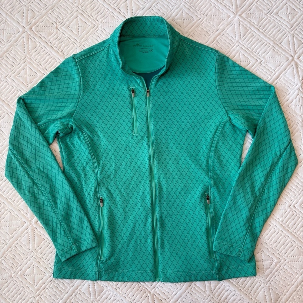 Peter Millar Lagoon Diamond Zip Up Golf Jacket Size M
